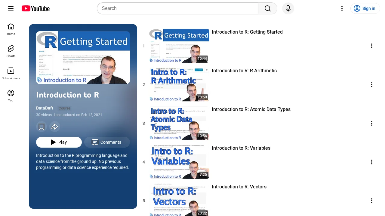 Introduction to R Programming Language and Data Science
