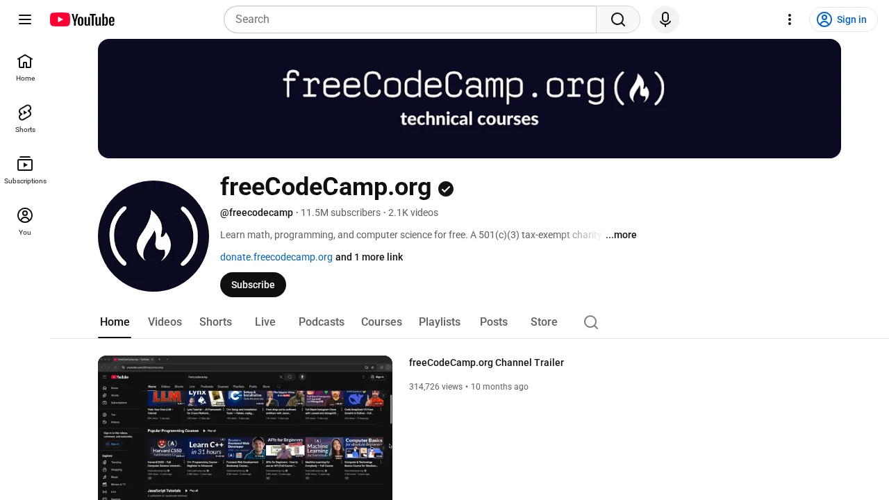 freeCodeCamp YouTube channel